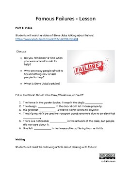 Preview of Big Kid SEL (Teens-Adults): Famous Failures Lesson (FREE Version)