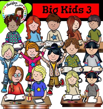 Preview of Big Kids 3 clip art - Color and black/white