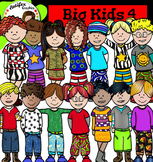 Big Kids 4 clip art - Color and black/white
