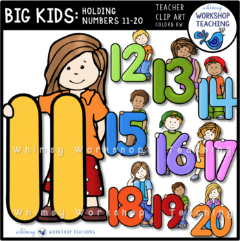 Preview of Big Kids With Numbers 11 to 20 Clip Art