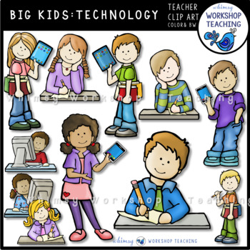 Preview of Big Kids Writing and Technology Clip Art