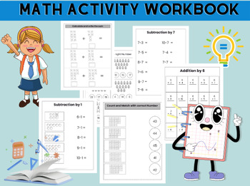 Preview of Big Math Activity and Tracing Lines Number Math Activity Book for Kids