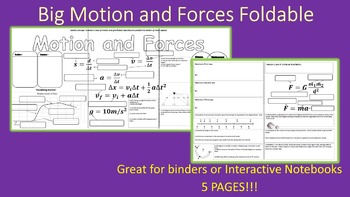 Preview of Big Motion and Forces Review Foldable for Interactive Notebooks or Binder