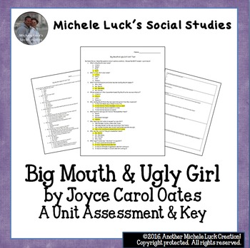 Big Mouth & Ugly Girl Unit Test by Joyce Carol Oates Language Arts