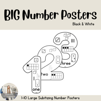 Preview of Big Number Posters | Numbers 1-10 | Black & White