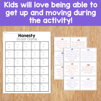 honesty scoot game for character education lessons by counselor chelsey