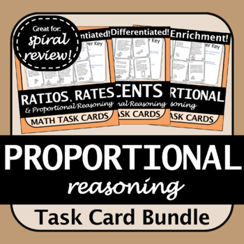 Preview of BC Math 8 Proportional Reasoning Task Cards Bundle | Engaging, Differentiated