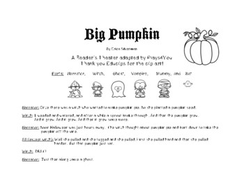 Preview of Big Pumpkin - A Halloween Reader's Theater -Character Cut Outs- Question Boxes