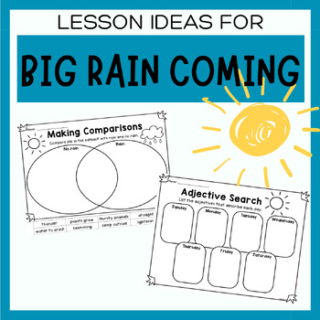 Preview of Big Rain Coming Book Study Worksheets and Activities