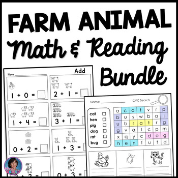 Preview of Farm Animal Word Searches and Math Fact Worksheets Plus The Big Red Barn Book!