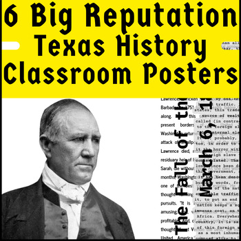 Preview of Big Reputations Texas History Figures Poster Set For The Classroom