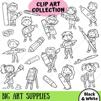 black and white school child clip art