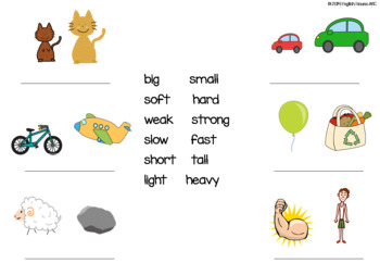 Big & Small; Adjectives - Flashcards by English House ABC | TpT