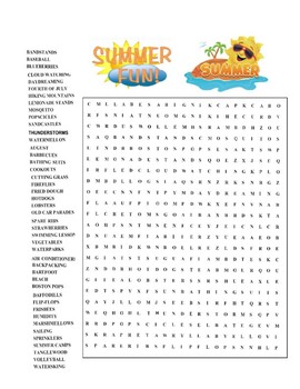 Preview of Big Summer Word Search - End of School Year