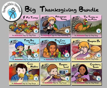 Preview of Big Thanksgiving Bundle - Animated Step-by-Steps - SymbolStix