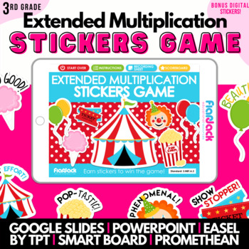 Preview of Extended Multiplication Math Game | Google Slides Easel PowerPoint Smart Board