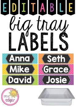 Preview of Big Tray Labels | Black Fill