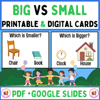 Preview of Big VS Small. Print & Digital Basic Concept task cards + google Slides