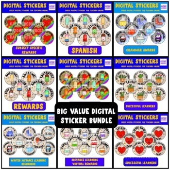 Preview of Big Value Digital Stickers Bundle For Virtual Platforms and Distance Learning