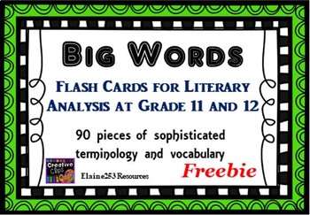 Preview of Big Words for Literary Analysis at Grade 11 and 12