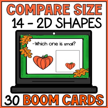 Preview of Fall Halloween Comparing Sizes 2D Shapes Boom Cards - Big and Small
