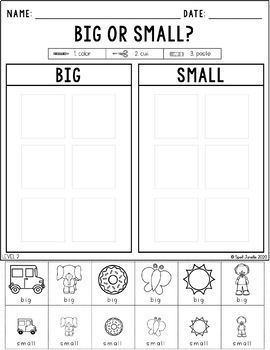 Environmental Science - Preschool: Big and Small Worksheet 2