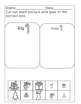 Big And Small Worksheets Christmas Themed By Splendidly Sped Tpt
