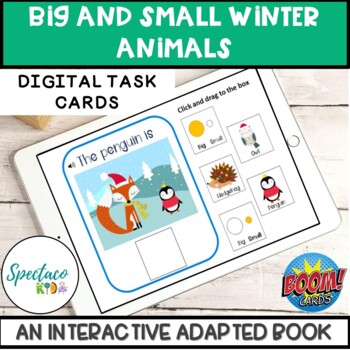 Preview of Big and small basic concepts winter theme for Speech Therapy boom cards