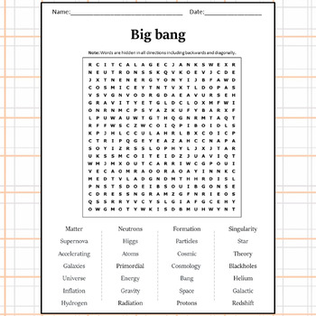 Big bang Word Search Puzzle Worksheet Activity by Word Search Corner