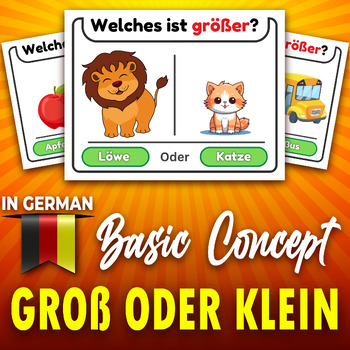 Preview of Big or Small? "Basic Concepts" in German . Printables & Digital Task Cards