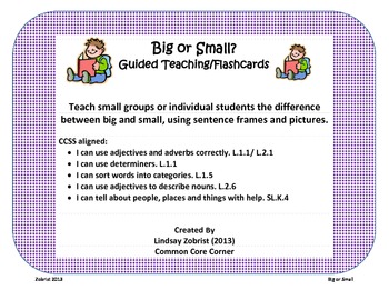 Preview of Big or Small: Kindergarten Common Core Practice Flashcards