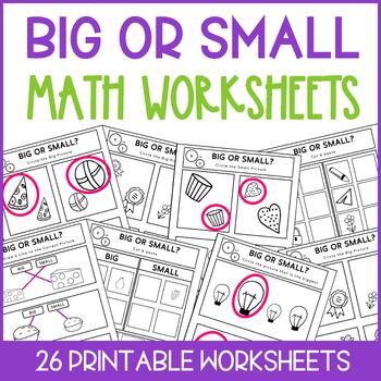 Preview of Big or Small Printable Math Worksheets | November and December Activities