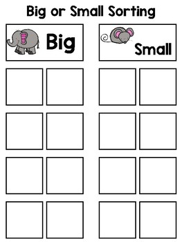 big or small sorting interactive board by shelz creations tpt