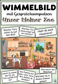 Preview of Big picture scene | Wimmelbild mit Impulsen "Unser kleiner Zoo" German | Deutsch