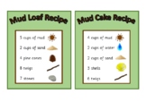 Big set of mud kitchen recipe cards & 'make your own' reci