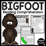 Bigfoot Reading Comprehension Worksheet Yeti and Sasquatch