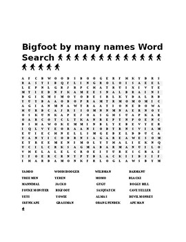 Preview of Bigfoot Wordsearch