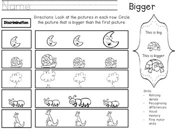 Bigger And Smaller Worksheet Freebie By Lazzaro Tpt