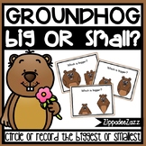 Bigger or Smaller Task Cards Groundhog Theme