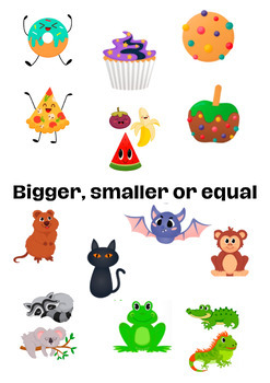 Preview of Bigger, smaller or equal for kids [exercises]