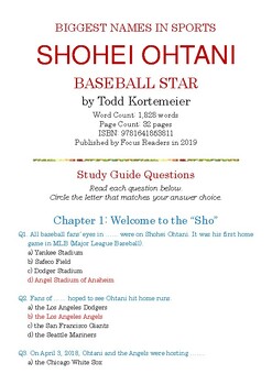 Preview of Biggest Names in Sports: SHOHEI OHTANI by Todd Kortemeier; Quiz w/Answer Key