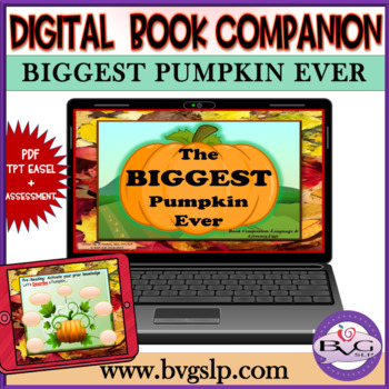 Preview of Biggest Pumpkin Ever FALL Reading Comprehension - Digital TPT Easel + Assessment