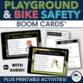 Preview of Bike & Playground Summer Safety BOOM CARDS + Printable Activities
