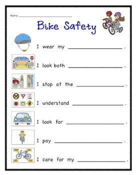 bike safety write the room andor writing activity by