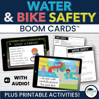 Preview of Bike & Water Summer Safety BOOM CARDS + Printable Activities