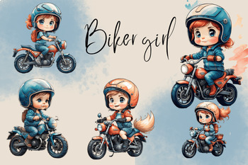 Preview of Biker Girl Baby Clip Art