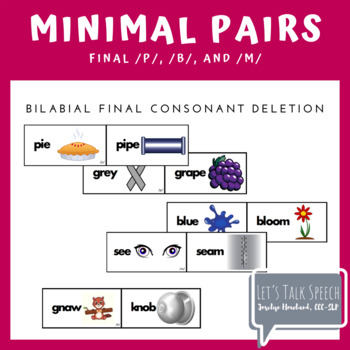 Preview of Bilabial Final Consonant Deletion Minimal Pairs