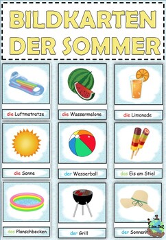 Preview of Bildkarten und Wortkarten "der Sommer" | Deutsch | German | Sommer | Summer