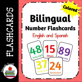 Bilingual 0 100 Number Flashcards Color Fun Simple Learning Totschool