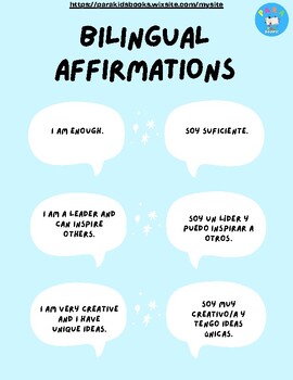 Preview of Bilingual Affirmations for Students - Spanish and English